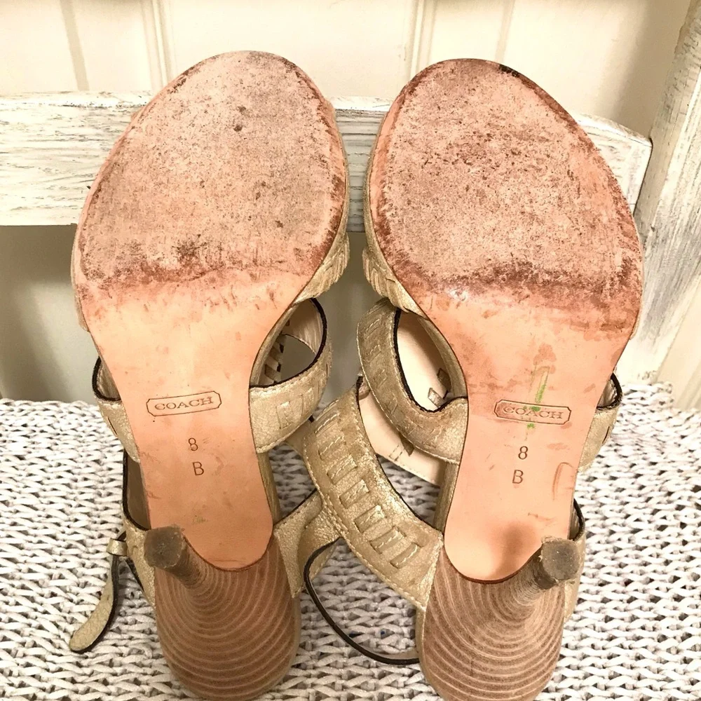 Coach Kareena Brushed Gold Metallic Sandals